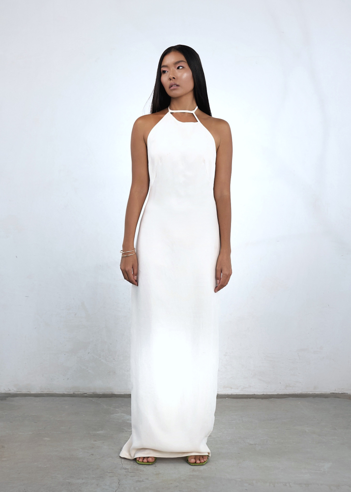 Платье ассиметричное макси белое ALÁBEL