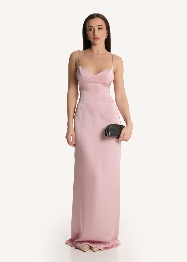 Платье-комбинация макси розовое ALÁBEL