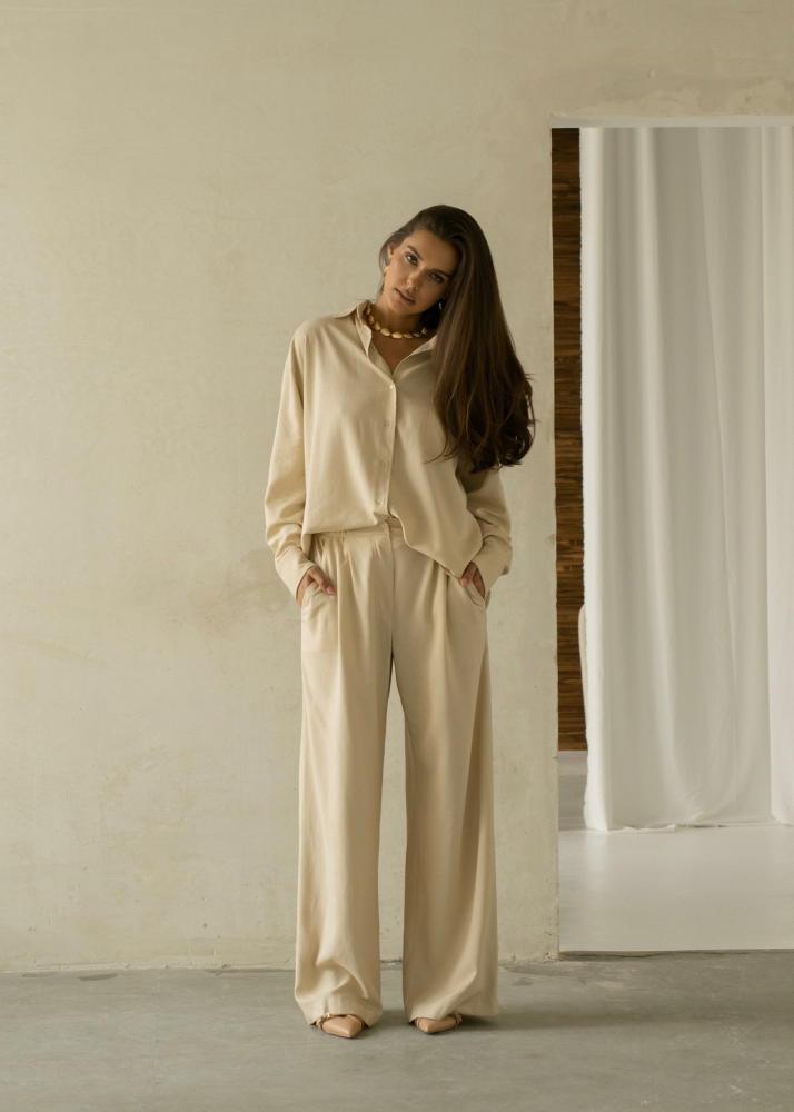 Рубашка LINEN бежевая ALÁBEL