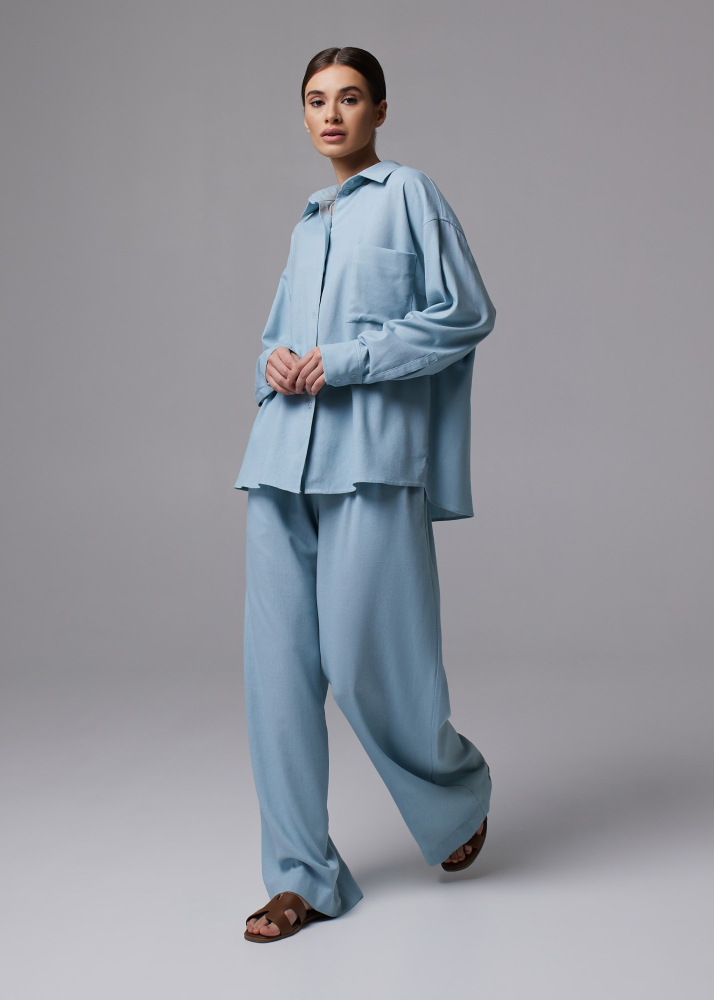 Брюки LINEN голубые ALÁBEL