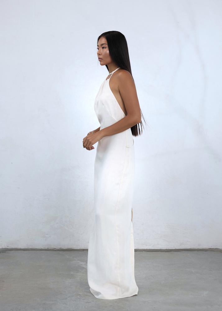 Платье ассиметричное макси белое ALÁBEL