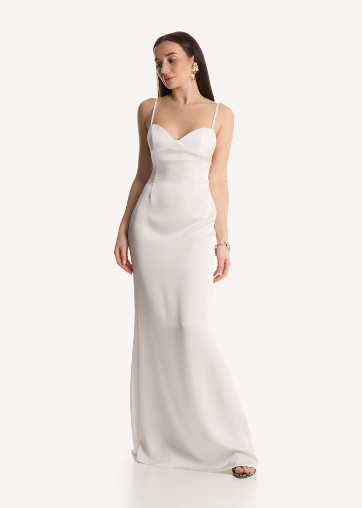 Платье-комбинация макси белое ALÁBEL