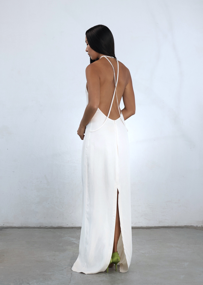 Платье ассиметричное макси белое ALÁBEL