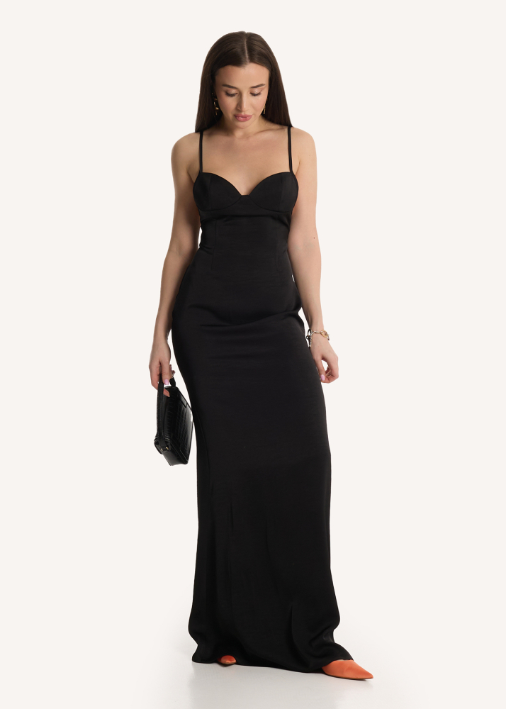 Платье-комбинация макси черное ALÁBEL