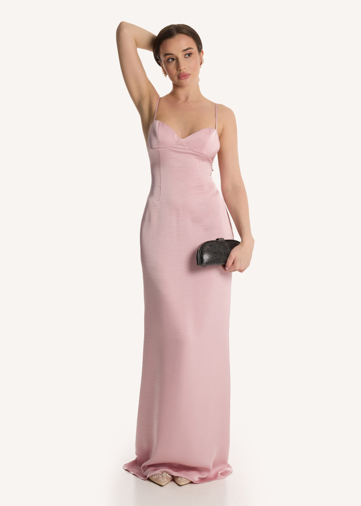 Платье-комбинация макси розовое ALÁBEL